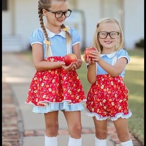 Love & Grow School skirt and suspenders set 4T